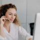 Front view of lady doing call center service